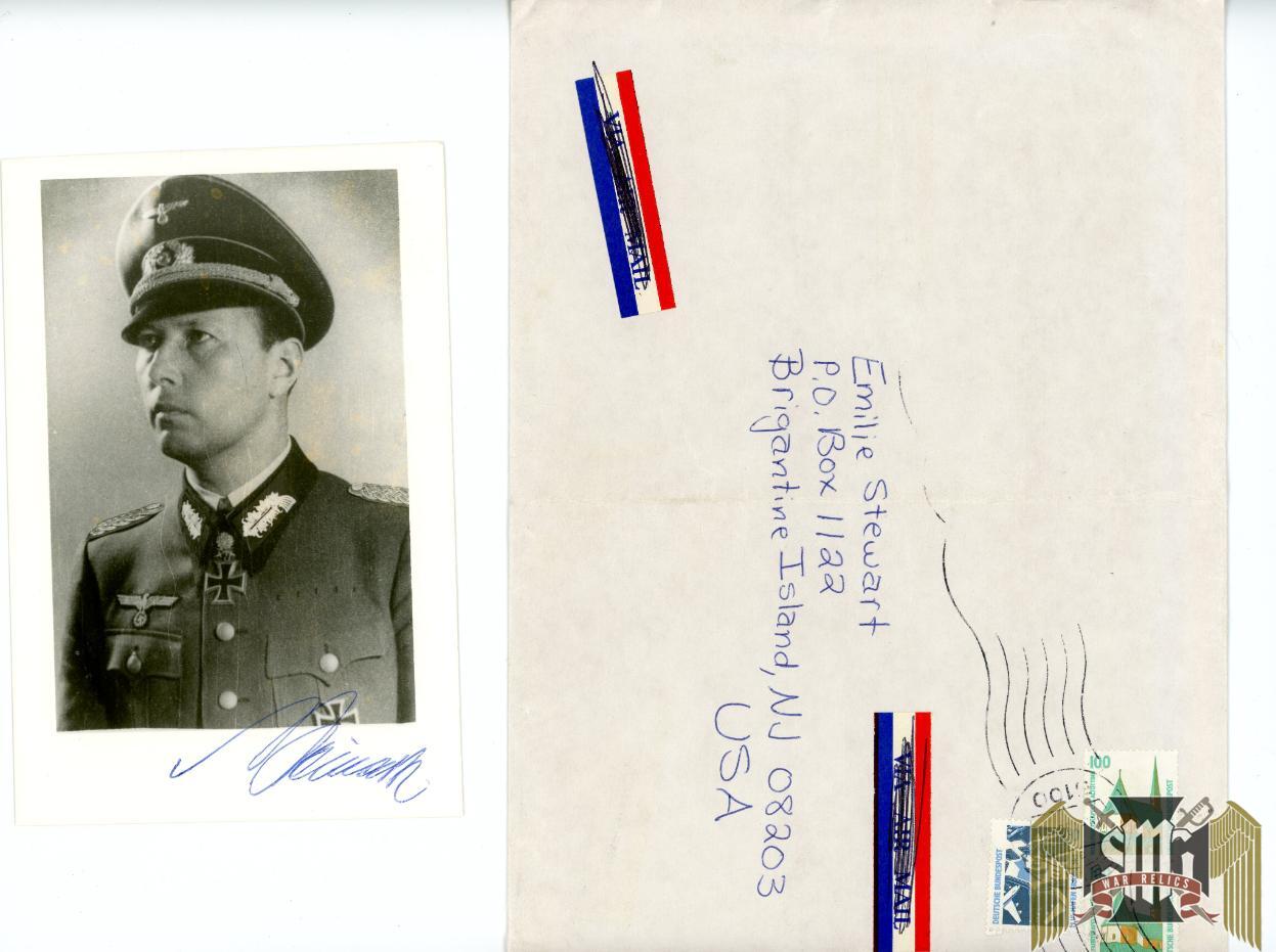 Horst Niemack Signature(s) Knights cross winner w/oaks,swords + envelope