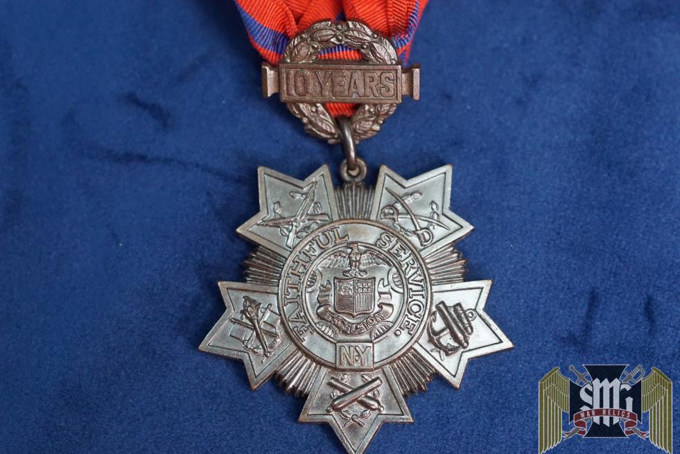 New York National Guard Faithfull Service medal with neck ribbon # 9439