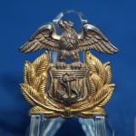 WWII US Merchant Marine Sterling Silver 1/20 gold fill Cap Badge Vanguard