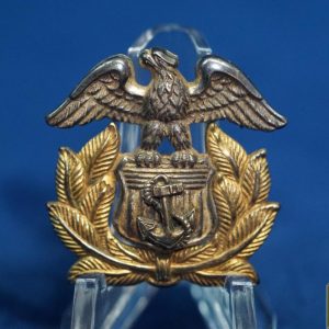 WWII US Merchant Marine Sterling Silver 1/20 gold fill Cap Badge Vanguard