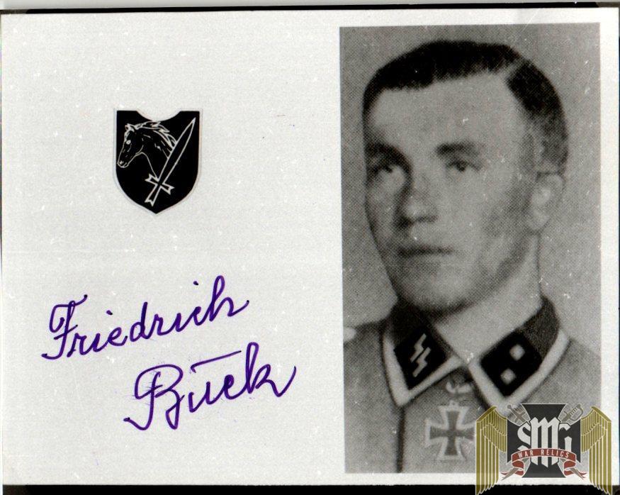 Friedrich Buck SS Knights cross Winner Signature