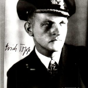 Erich Topp signed photo. U-552 Cpt. Swords winner