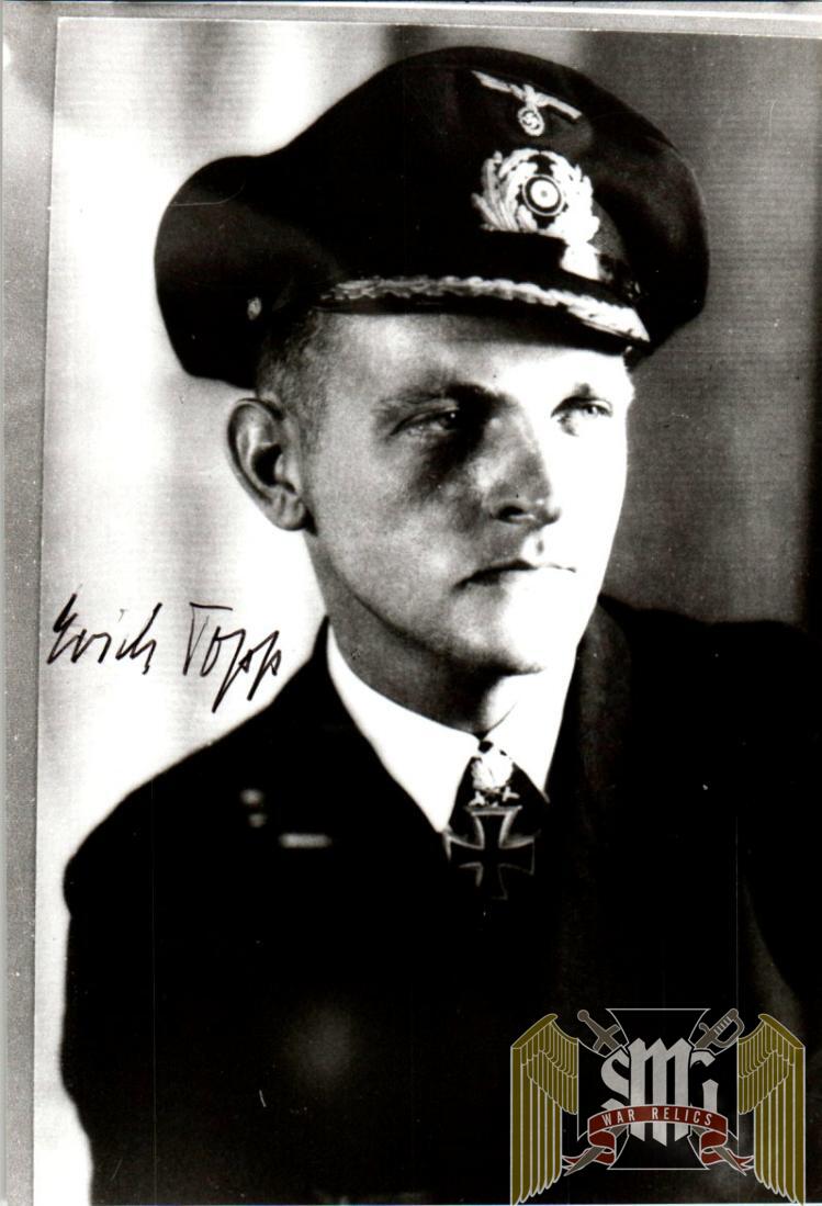 Erich Topp signed photo. U-552 Cpt. Swords winner