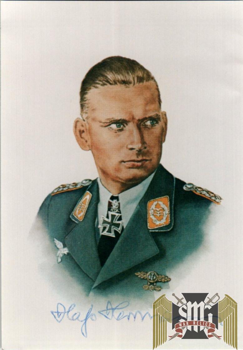 Hans-Joachim “Hajo” Herrmann Signature Knights cross with swords signature