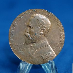 SMGP-2311 PUERTO RICO WILLIAM T. SAMPSON BRONZE MEDAL MODERN RESTRIKE 38 mm
