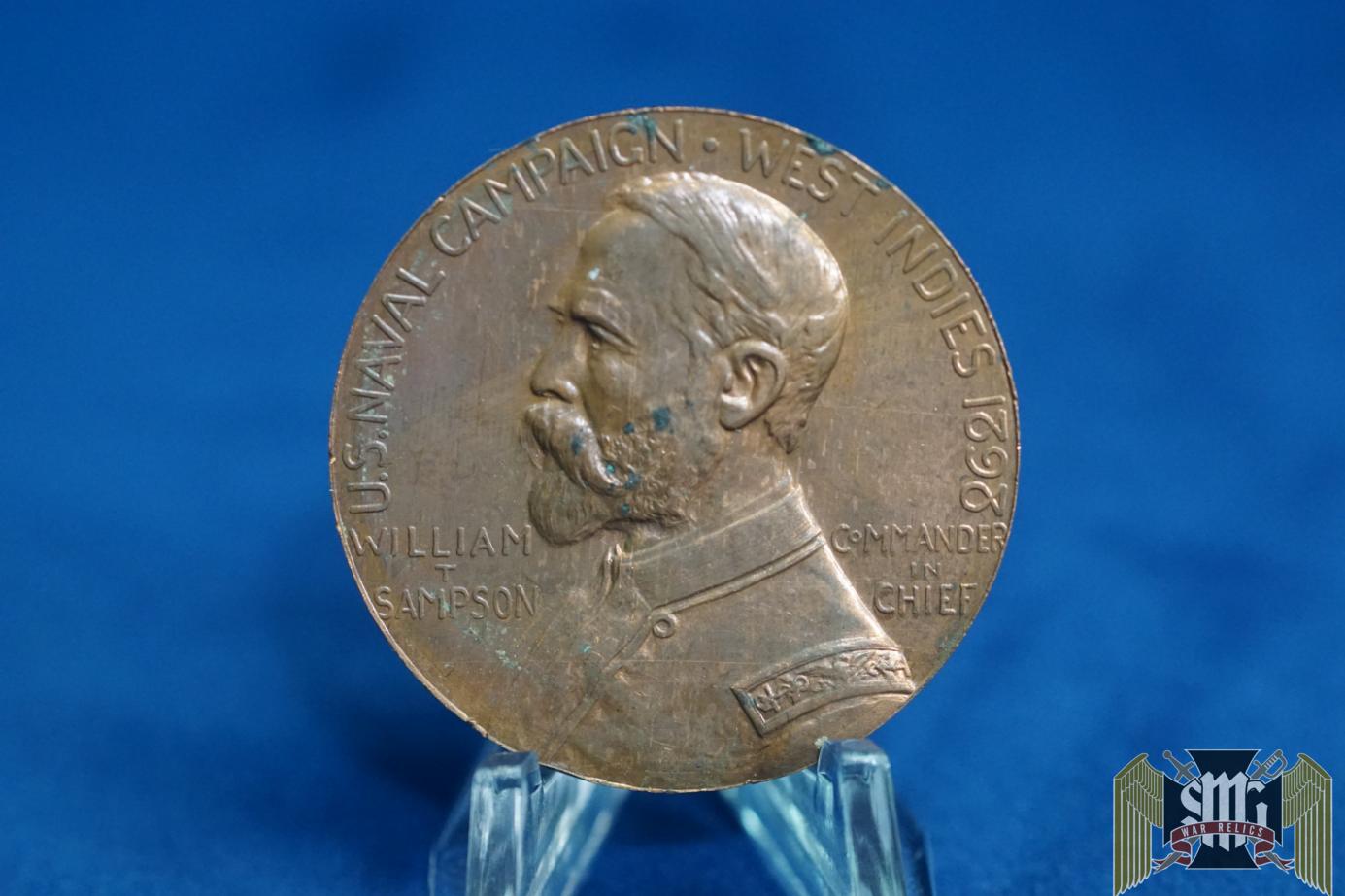 SMGP-2311 PUERTO RICO WILLIAM T. SAMPSON BRONZE MEDAL MODERN RESTRIKE 38 mm