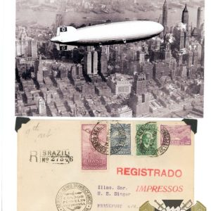 1936 Brazil Graf Zeppelin Condor Postcard cover to Frankfurt Germany