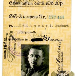 SS Ausweis for Herbert Hentschel