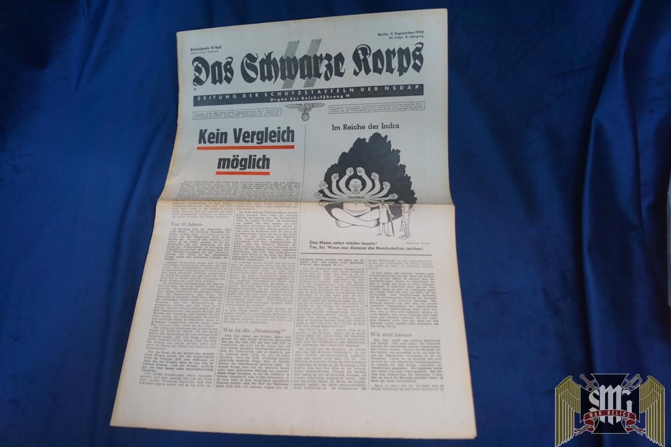 1942 Issue of SS Newspaper Das Schwarze Korps