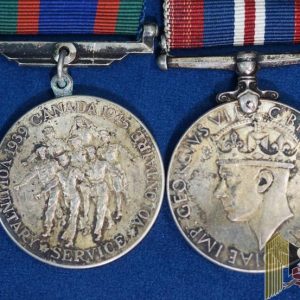 WW2 Canadian Voluntary Service medal and King George war Service Medal mounted