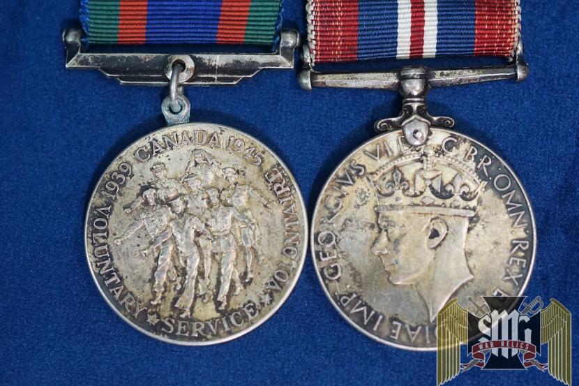 WW2 Canadian Voluntary Service medal and King George war Service Medal mounted