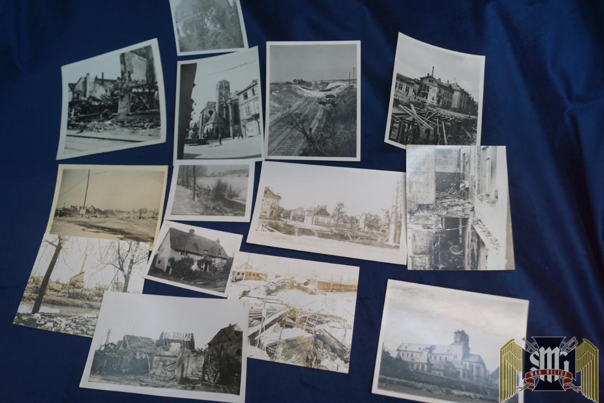 SMGP-2523 WW2 Photos 14 pc lot blown out buildings -Roger Aubry Estate