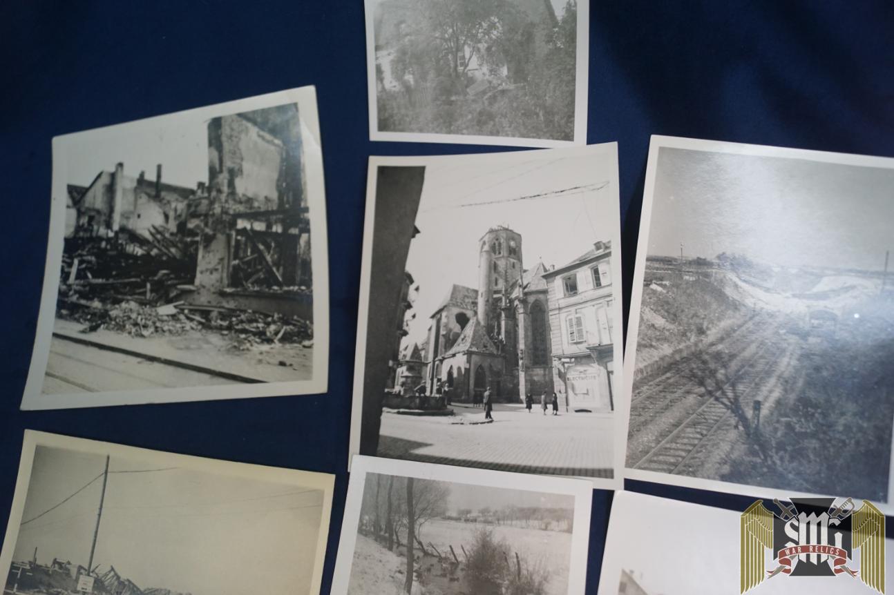 SMGP-2523 WW2 Photos 14 pc lot blown out buildings -Roger Aubry Estate
