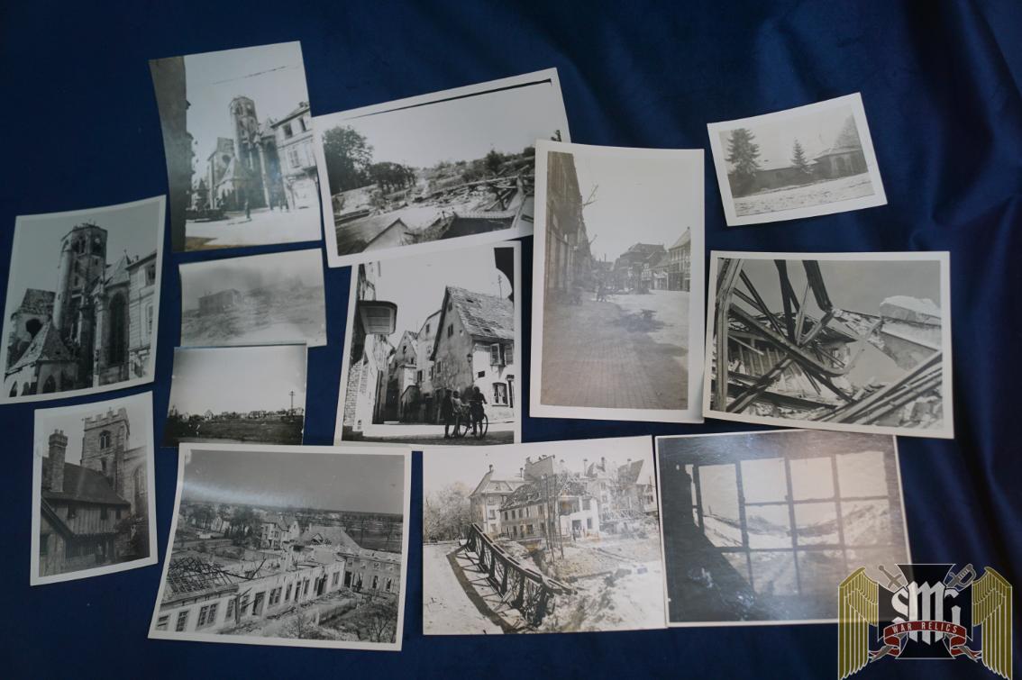 WW2 Photos 13 pc lot blown out buildings -Roger Aubry Estate