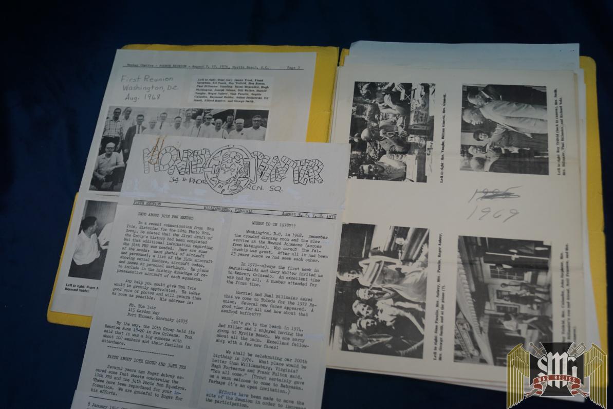 Reunion paperwork for 34th Photo Recon Squadron -Roger Aubry Estate