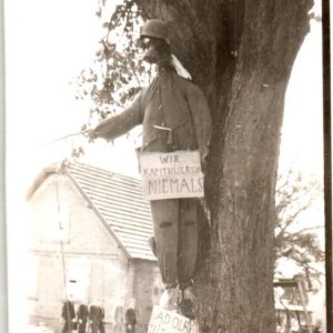 WW2 Photo of German Dummy with Adolf Hitler sign