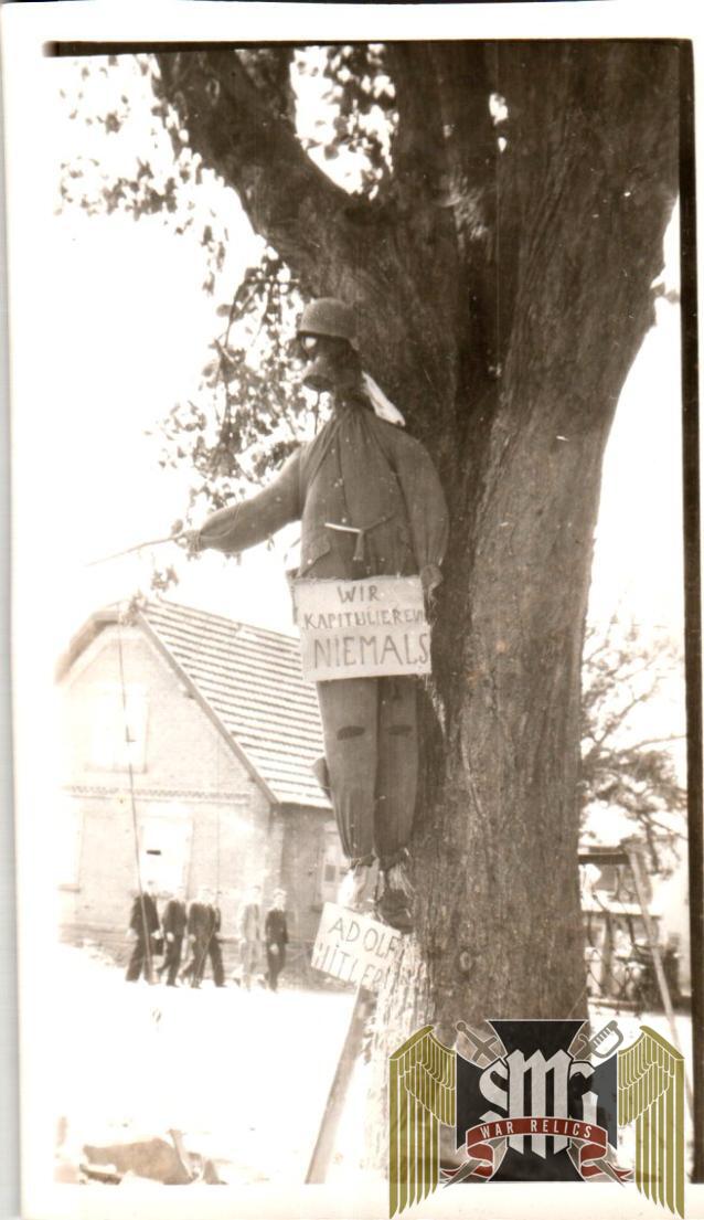 WW2 Photo of German Dummy with Adolf Hitler sign