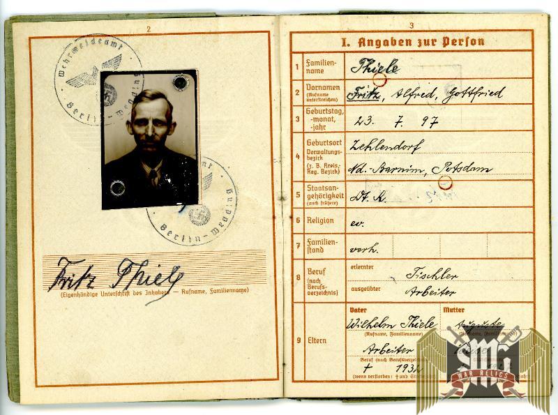 Wehrpass Fritz Thiele