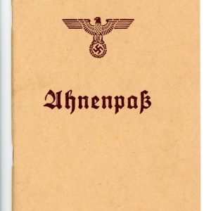 Ahnenpass (proof of Aryan Lineage) Unissued