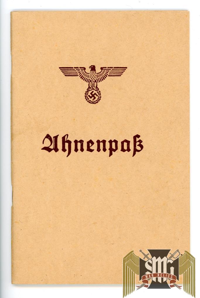 Ahnenpass (proof of Aryan Lineage) Unissued