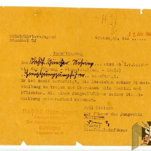 Hitler youth Leader document