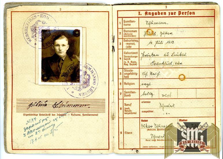 luftwaffe Wehrpass Flight School Reservist