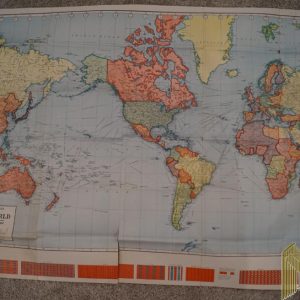 Geographia Map Co The Premier Map Of the World WW2 era- Roger Aubry Estate