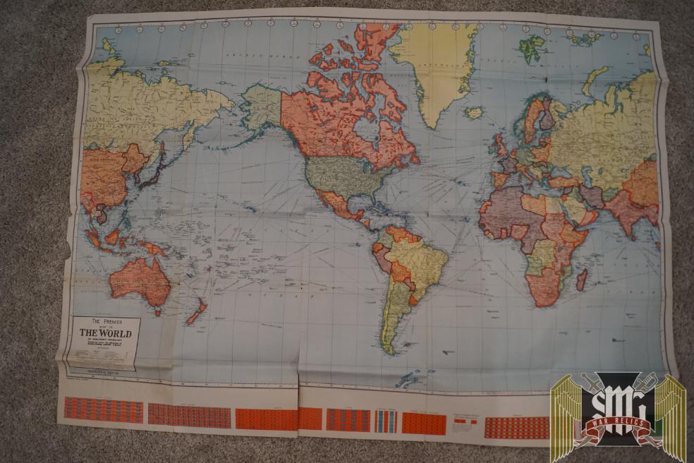 Geographia Map Co The Premier Map Of the World WW2 era- Roger Aubry Estate