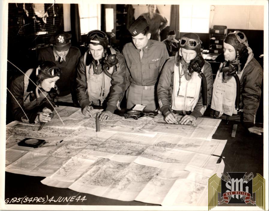 Photo of Photo Recon Pilots Planning mission Roger Aubry Estate