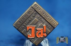 A 1933 “For Peace And Equality - I Vote Yes!” Voting Badge