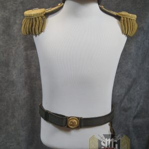 SMGP-2872 Interwar U. S. NAVAL OFFICER'S BICORN HAT, EPAULETTES, AND BELT IN ORIGINAL CASE w/Battleship history!